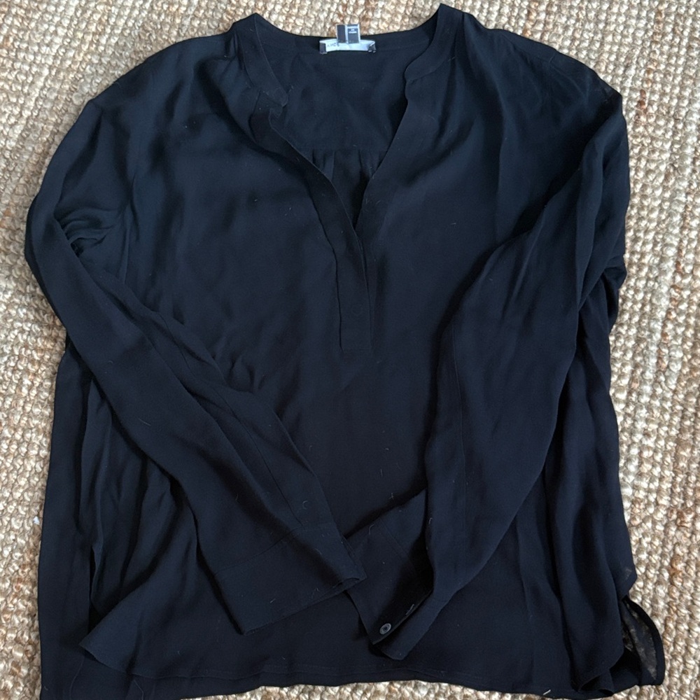 Vince Charcoal Long Sleeve Blouse